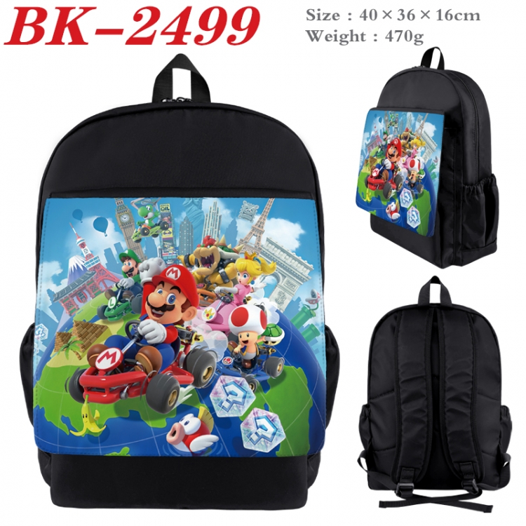 Super Mario Waterproof nylon canvas flip color picture backpack 40X36X16CM