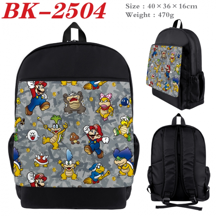 Super Mario Waterproof nylon canvas flip color picture backpack 40X36X16CM