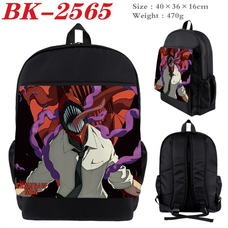 Chainsawman Waterproof nylon canvas flip color picture backpack 40X36X16CM