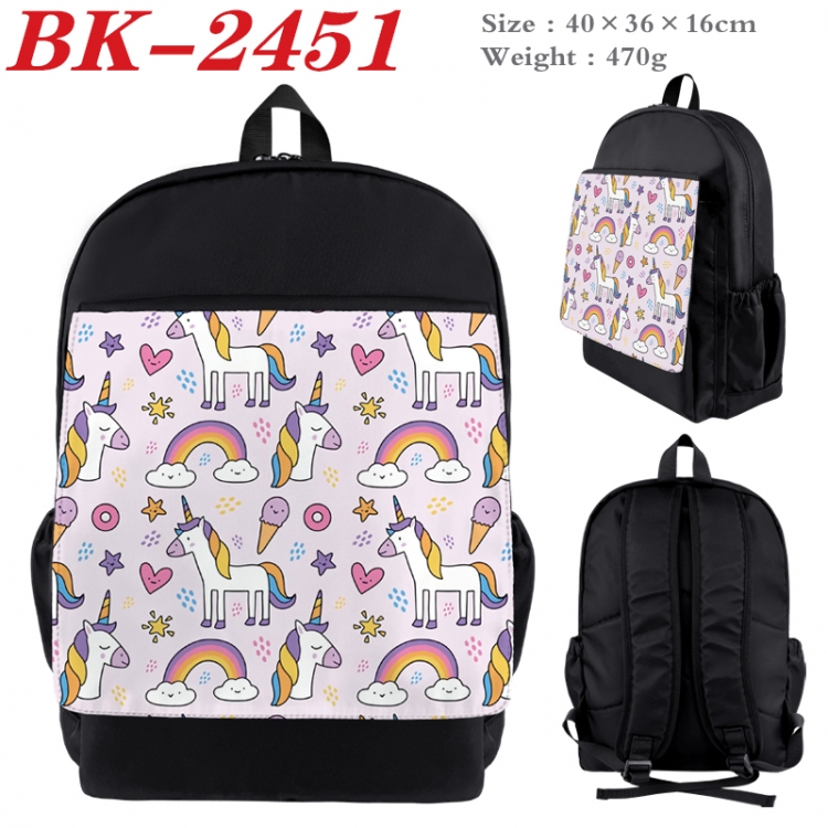 Unicorn Waterproof nylon canvas flip color picture backpack 40X36X16CM