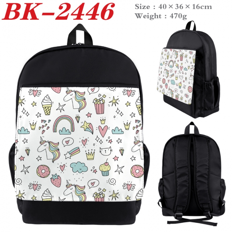 Unicorn Waterproof nylon canvas flip color picture backpack 40X36X16CM