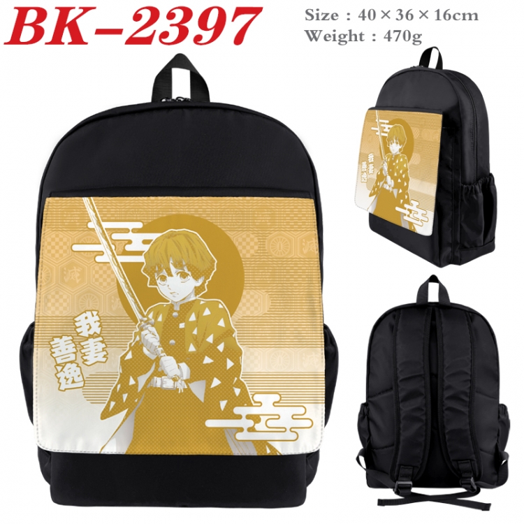 Demon Slayer Kimets Waterproof nylon canvas flip color picture backpack 40X36X16CM
