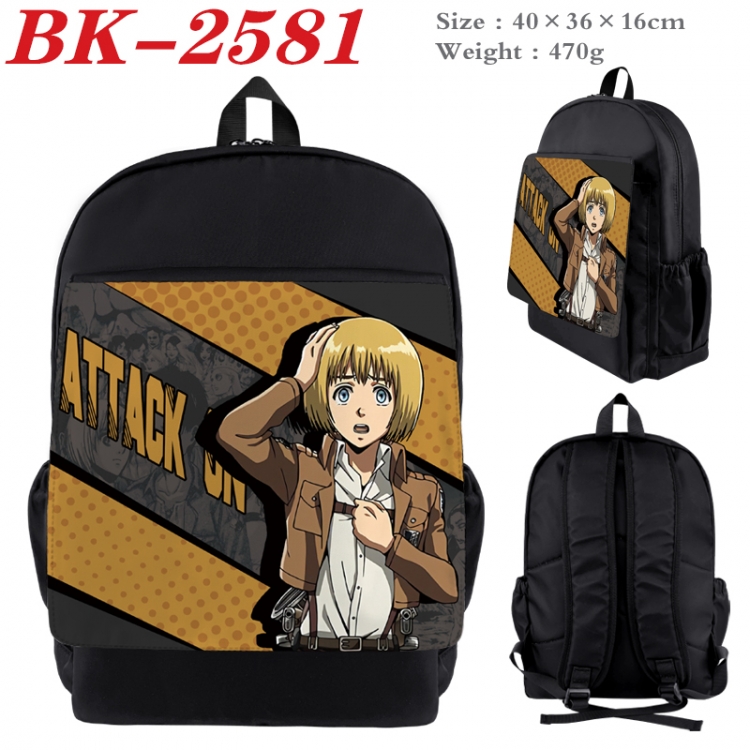 Shingeki no Kyojin Waterproof nylon canvas flip color picture backpack 40X36X16CM