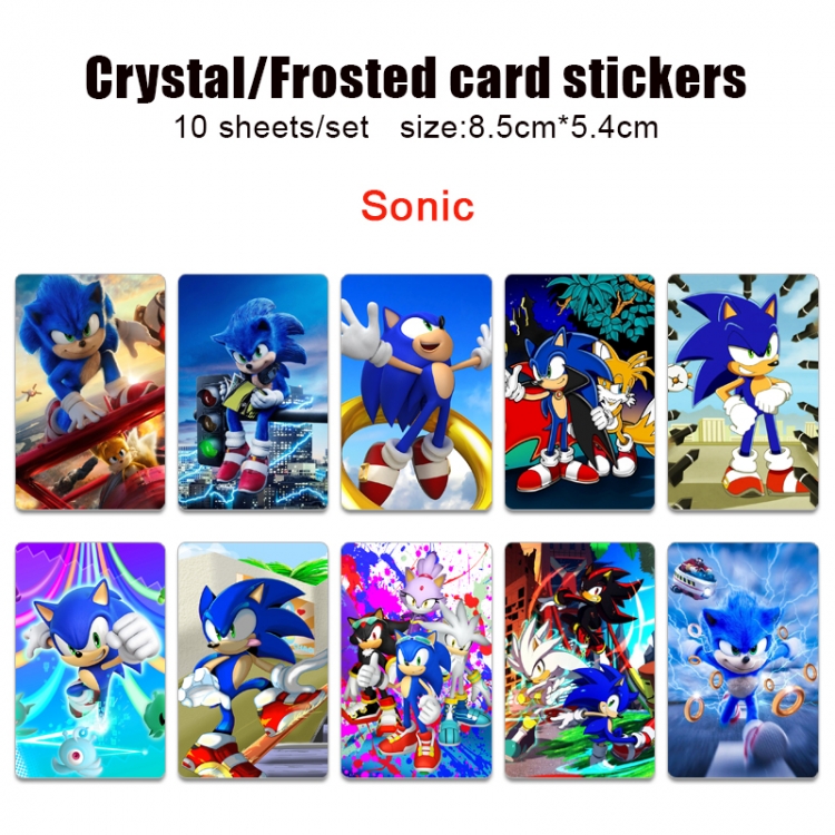 Sonic The Hedgehog Frosted anime crystal bus card decorative sticker a set of 10  price for 5 set