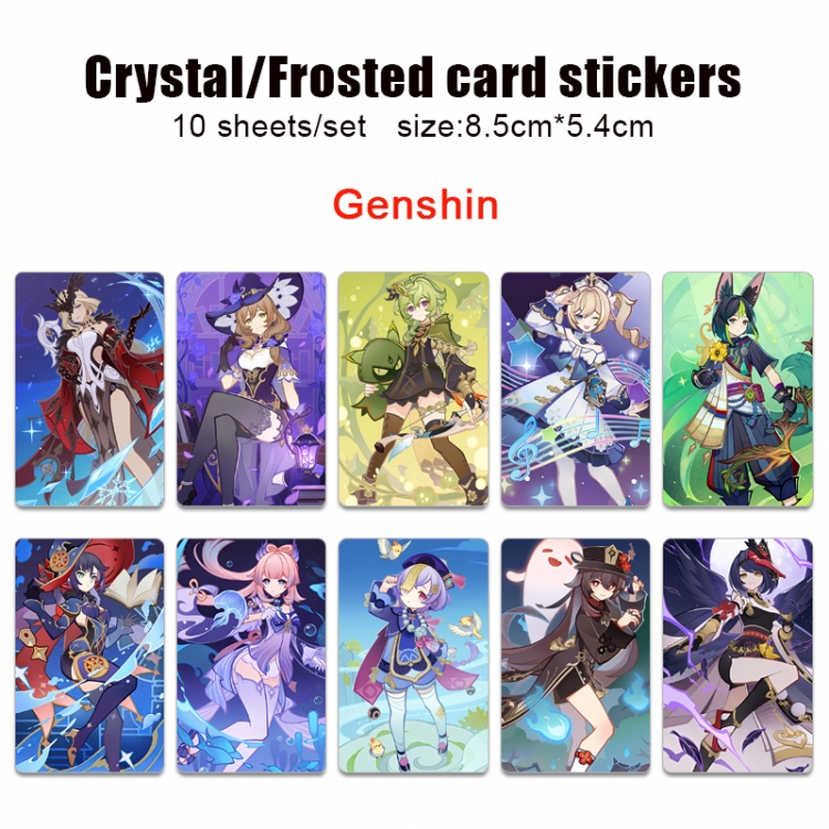 Genshin Impact Anime Crystal Bus Card Decorative Sticker Smooth Transparent Style a set of 10 price for 5 set
