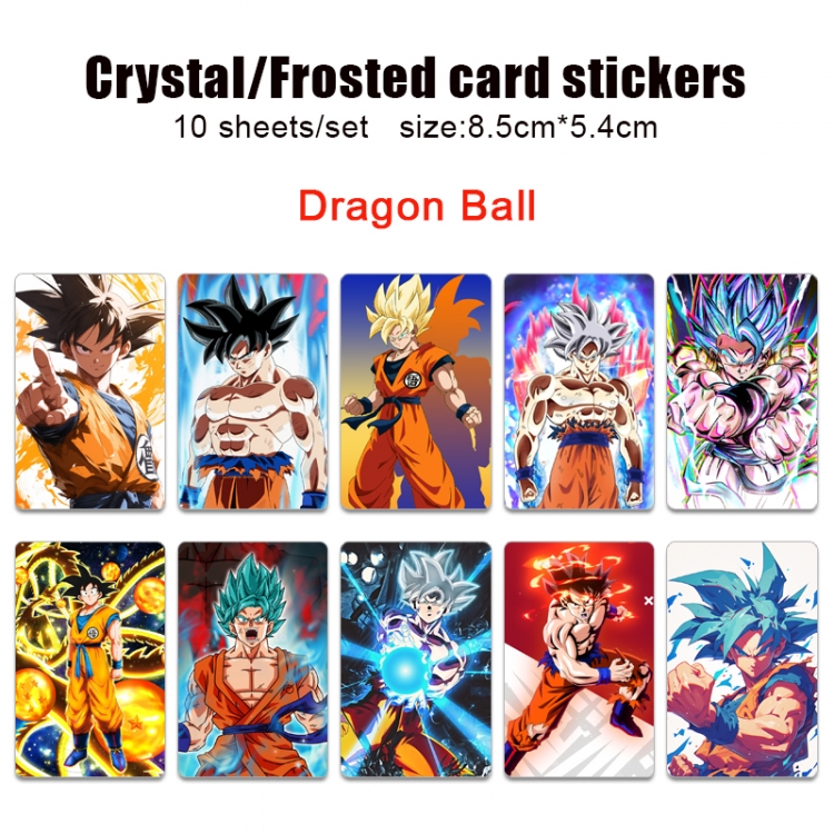 DRAGON BALL Anime Crystal Bus Card Decorative Sticker Smooth Transparent Style a set of 10 price for 5 set