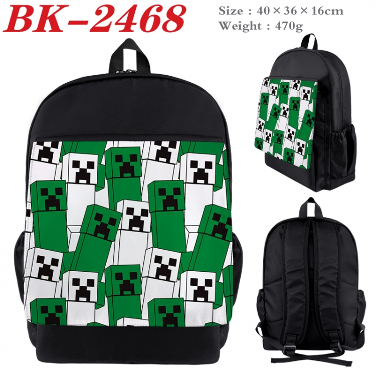 Minecraft Waterproof nylon canvas flip color picture backpack 40X36X16CM
