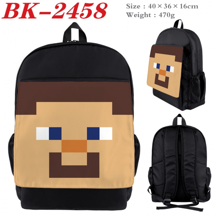 Minecraft Waterproof nylon canvas flip color picture backpack 40X36X16CM