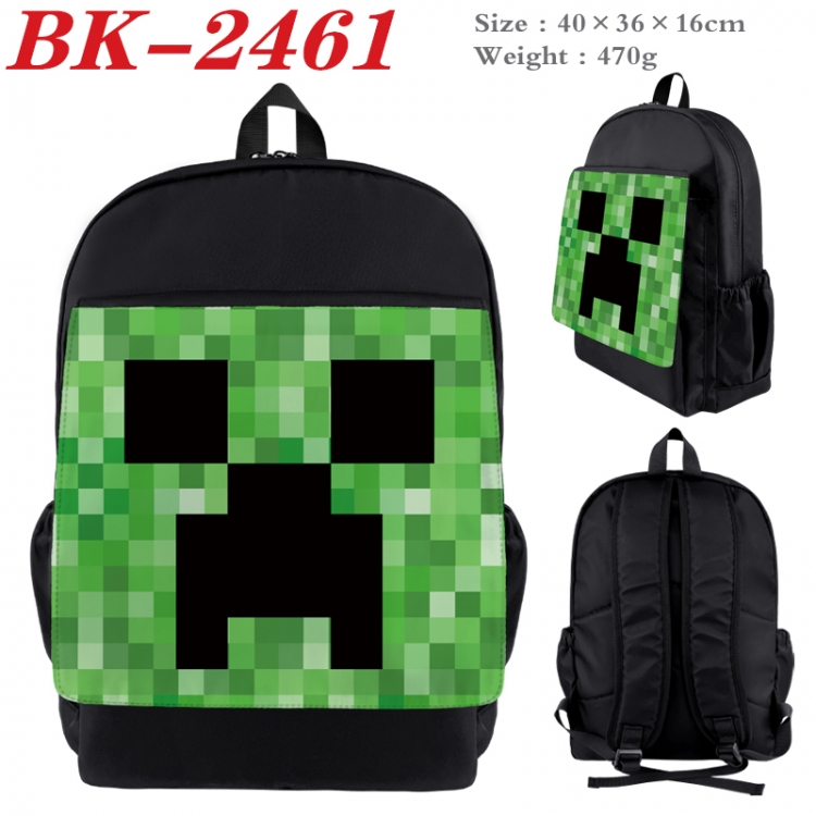 Minecraft Waterproof nylon canvas flip color picture backpack 40X36X16CM