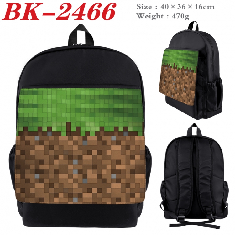 Minecraft Waterproof nylon canvas flip color picture backpack 40X36X16CM