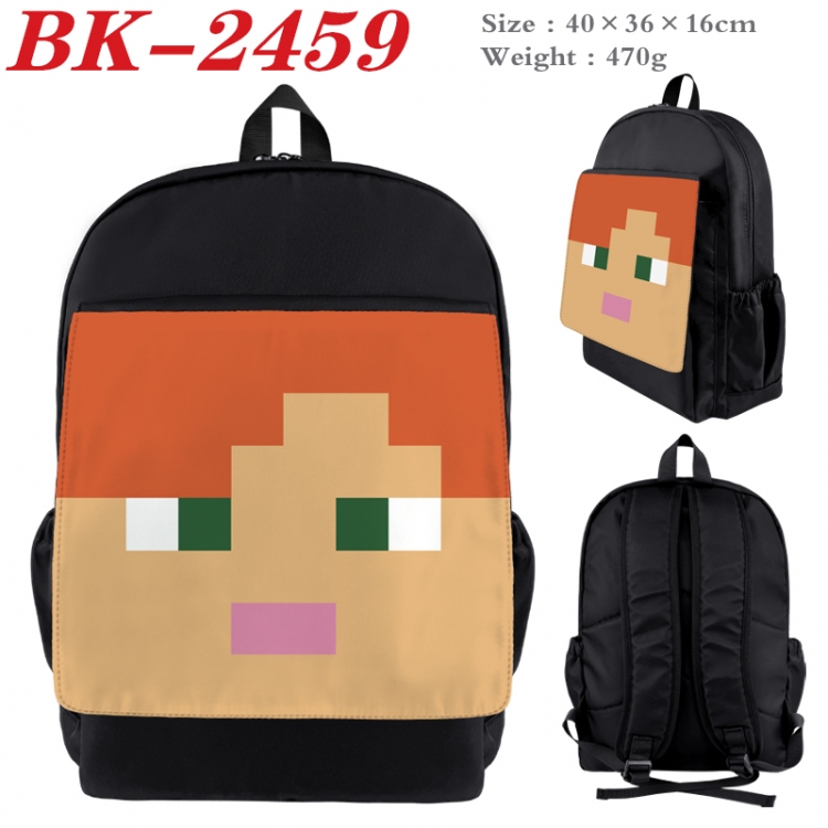 Minecraft Waterproof nylon canvas flip color picture backpack 40X36X16CM