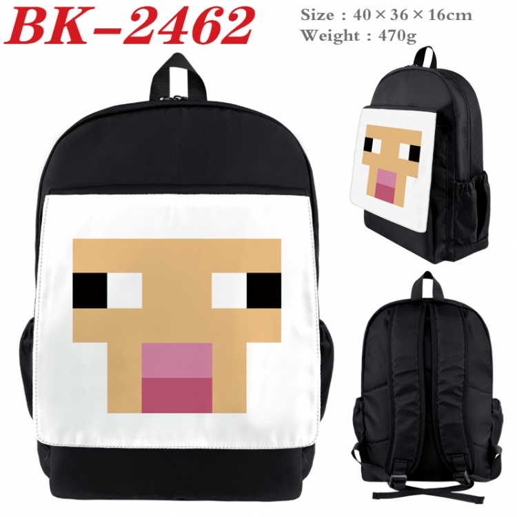 Minecraft Waterproof nylon canvas flip color picture backpack 40X36X16CM