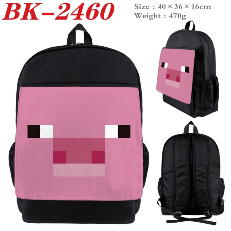 Minecraft Waterproof nylon canvas flip color picture backpack 40X36X16CM