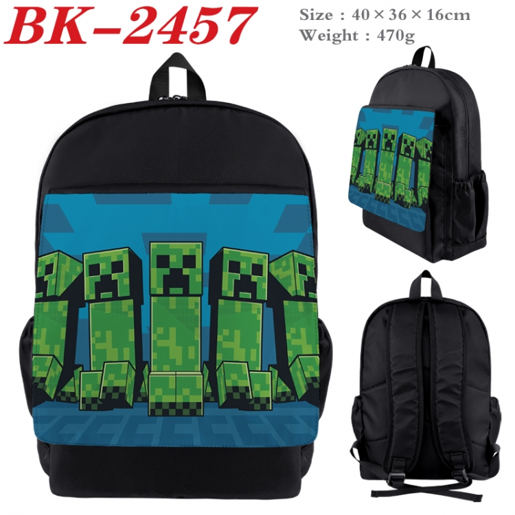 Minecraft Waterproof nylon canvas flip color picture backpack 40X36X16CM