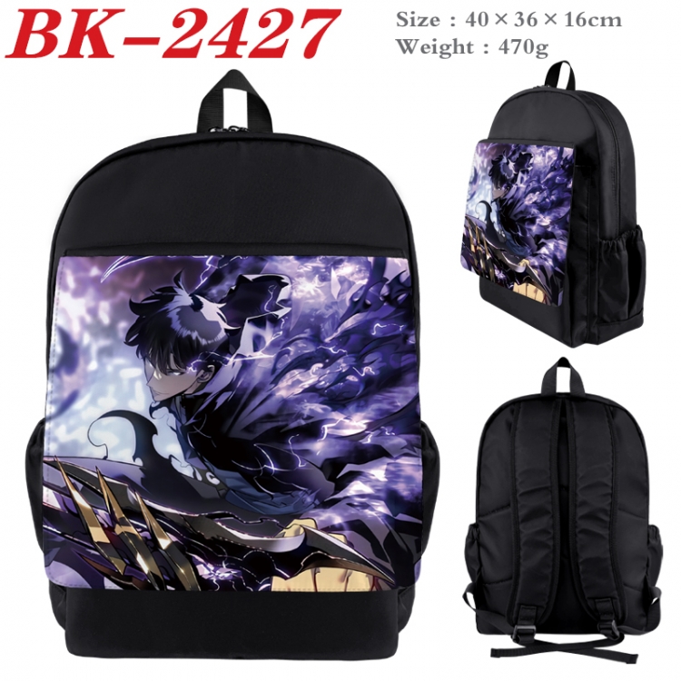 Solo Leveling:Arise Waterproof nylon canvas flip color picture backpack 40X36X16CM