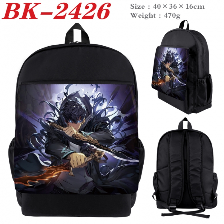 Solo Leveling:Arise Waterproof nylon canvas flip color picture backpack 40X36X16CM
