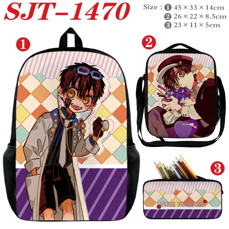Toilet-bound Hanako-kun Anime nylon canvas backpack pencil case crossbody bag three piece set 45x33x14cm