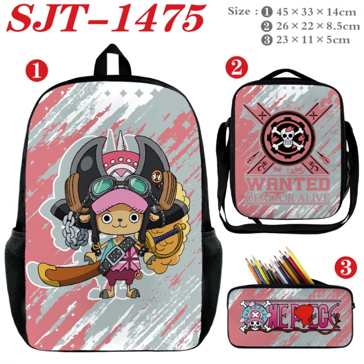 One Piece Anime nylon canvas backpack pencil case crossbody bag three piece set 45x33x14cm