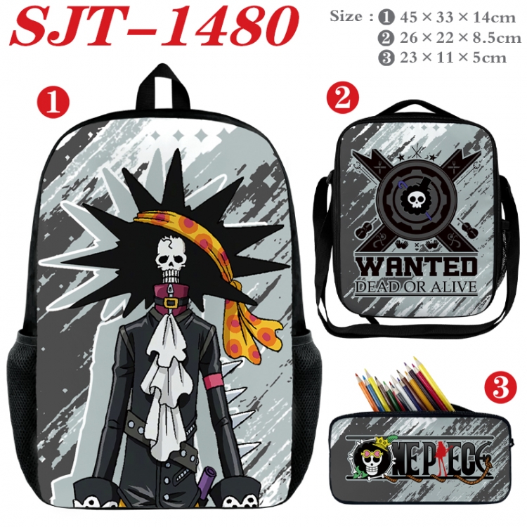 One Piece Anime nylon canvas backpack pencil case crossbody bag three piece set 45x33x14cm