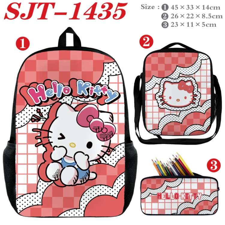 sanrio Anime nylon canvas backpack pencil case crossbody bag three piece set 45x33x14cm