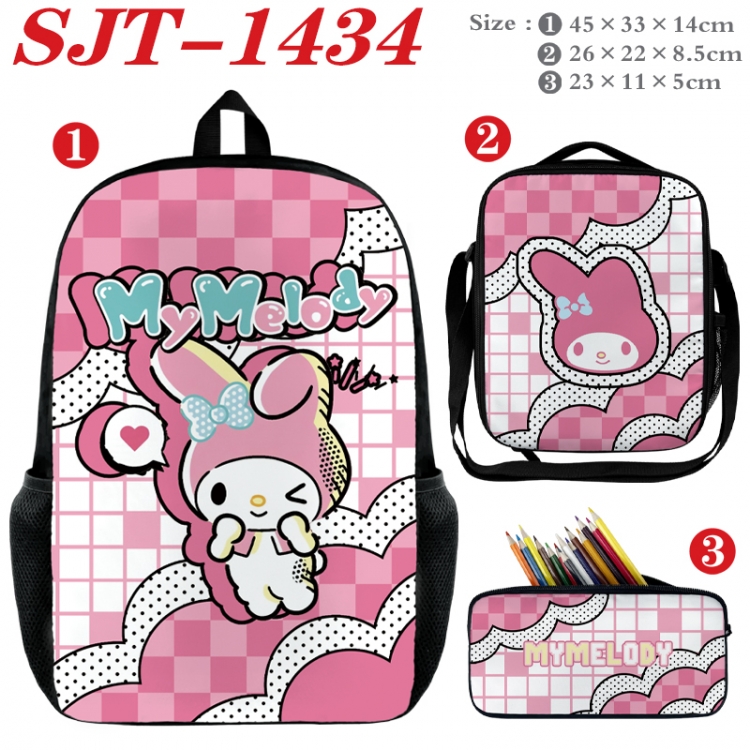 sanrio Anime nylon canvas backpack pencil case crossbody bag three piece set 45x33x14cm