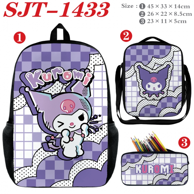 sanrio Anime nylon canvas backpack pencil case crossbody bag three piece set 45x33x14cm