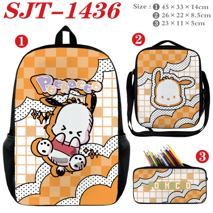 sanrio Anime nylon canvas backpack pencil case crossbody bag three piece set 45x33x14cm