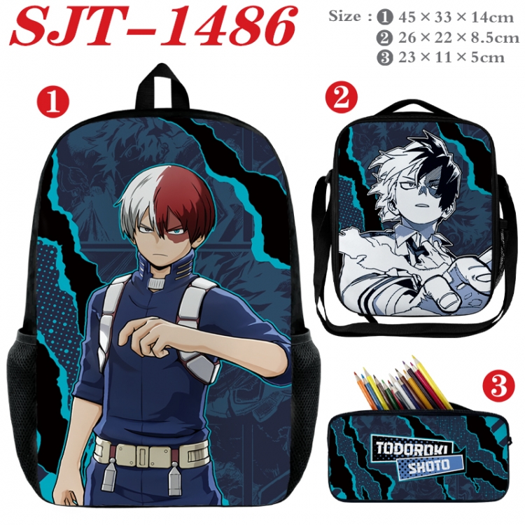 My Hero Academia Anime nylon canvas backpack pencil case crossbody bag three piece set 45x33x14cm