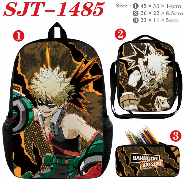 My Hero Academia Anime nylon canvas backpack pencil case crossbody bag three piece set 45x33x14cm