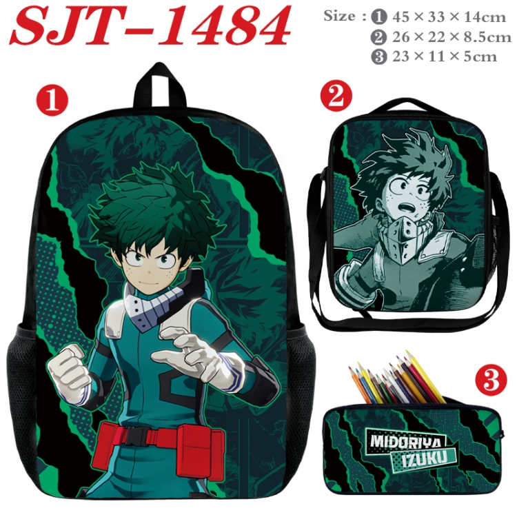 My Hero Academia Anime nylon canvas backpack pencil case crossbody bag three piece set 45x33x14cm