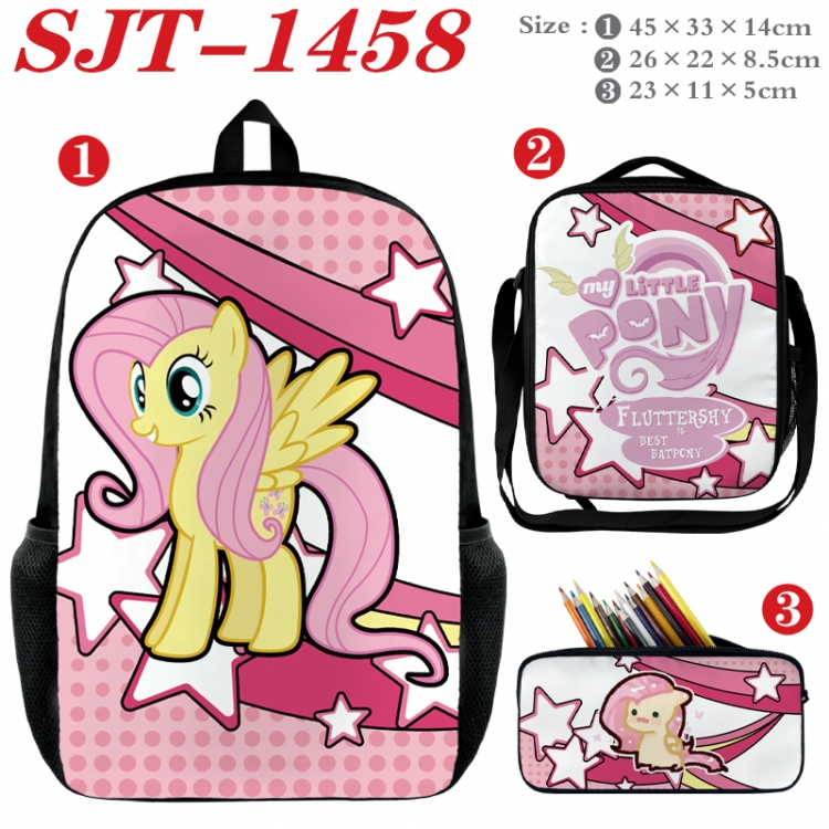 Genshin Impact Anime nylon canvas backpack pencil case crossbody bag three piece set 45x33x14cm