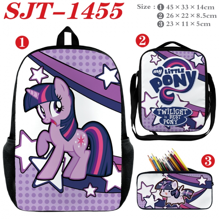 Genshin Impact Anime nylon canvas backpack pencil case crossbody bag three piece set 45x33x14cm