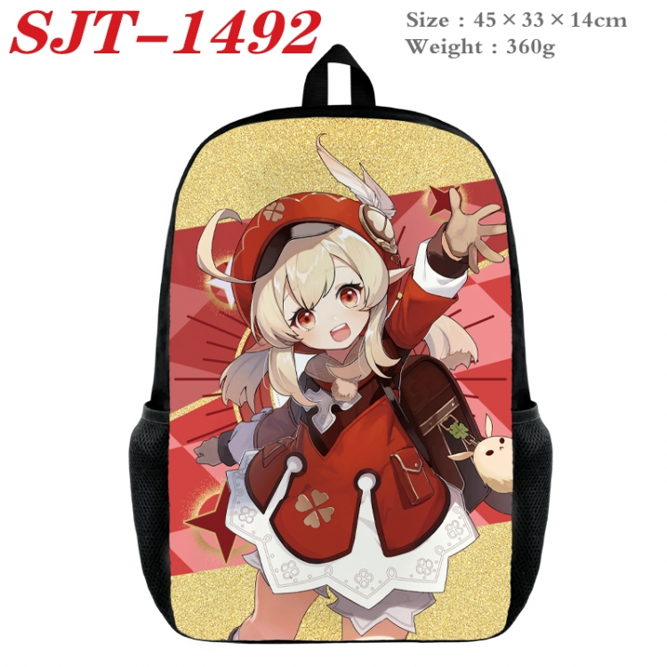 Genshin Impact Anime nylon canvas backpack student backpack 45x33x14cm