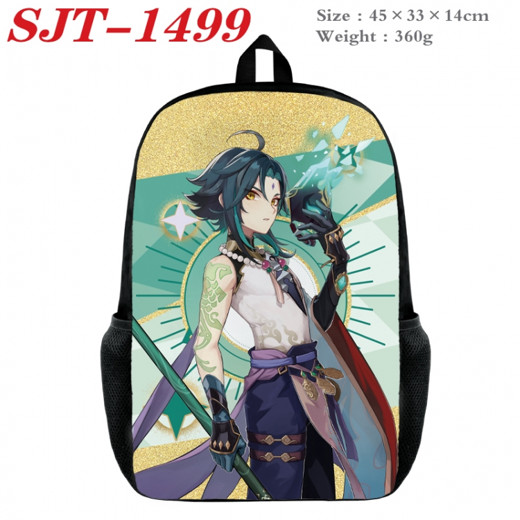 Genshin Impact Anime nylon canvas backpack student backpack 45x33x14cm