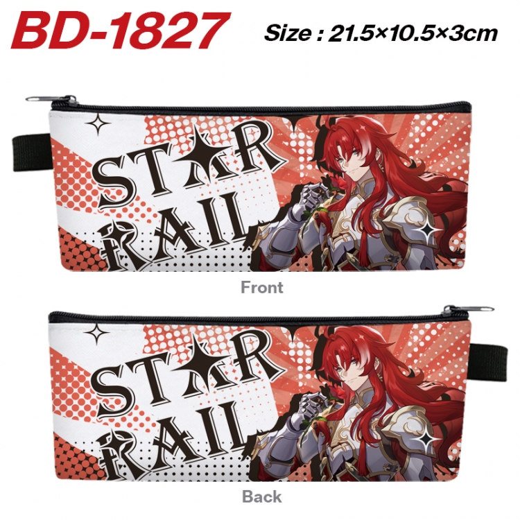 Honkai: Star Rail Anime PU Leather Zipper Pencil Case Stationery Box 21.5X10.5X3CM 