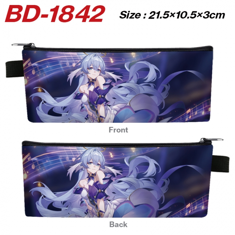 Honkai: Star Rail Anime PU Leather Zipper Pencil Case Stationery Box 21.5X10.5X3CM 
