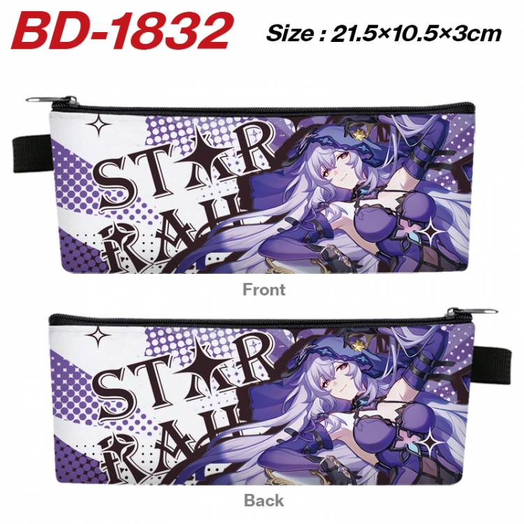Honkai: Star Rail Anime PU Leather Zipper Pencil Case Stationery Box 21.5X10.5X3CM 