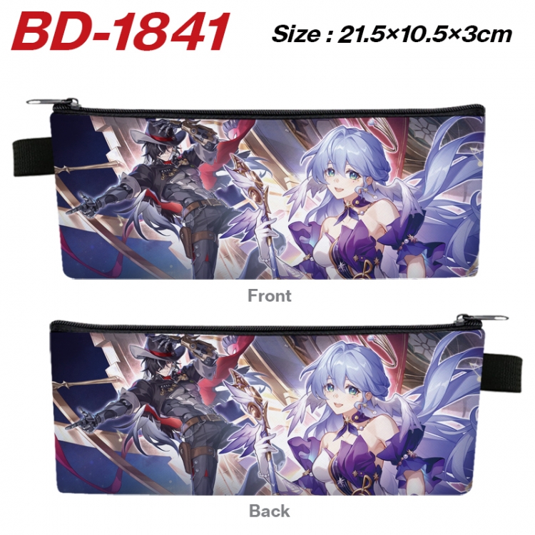 Honkai: Star Rail Anime PU Leather Zipper Pencil Case Stationery Box 21.5X10.5X3CM 