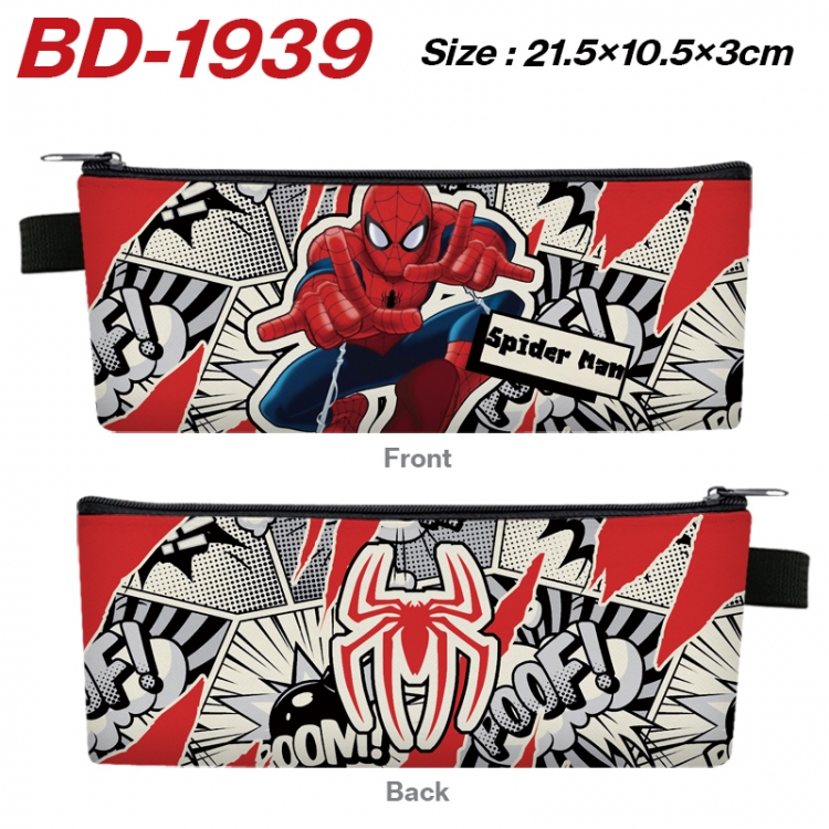 Superheroes Anime PU Leather Zipper Pencil Case Stationery Box 21.5X10.5X3CM 