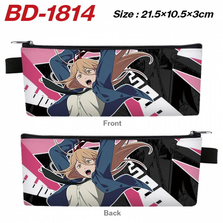 Chainsawman Anime PU Leather Zipper Pencil Case Stationery Box 21.5X10.5X3CM 