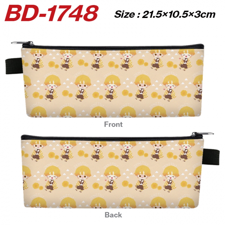  Demon Slayer Kimets Anime PU Leather Zipper Pencil Case Stationery Box 21.5X10.5X3CM 