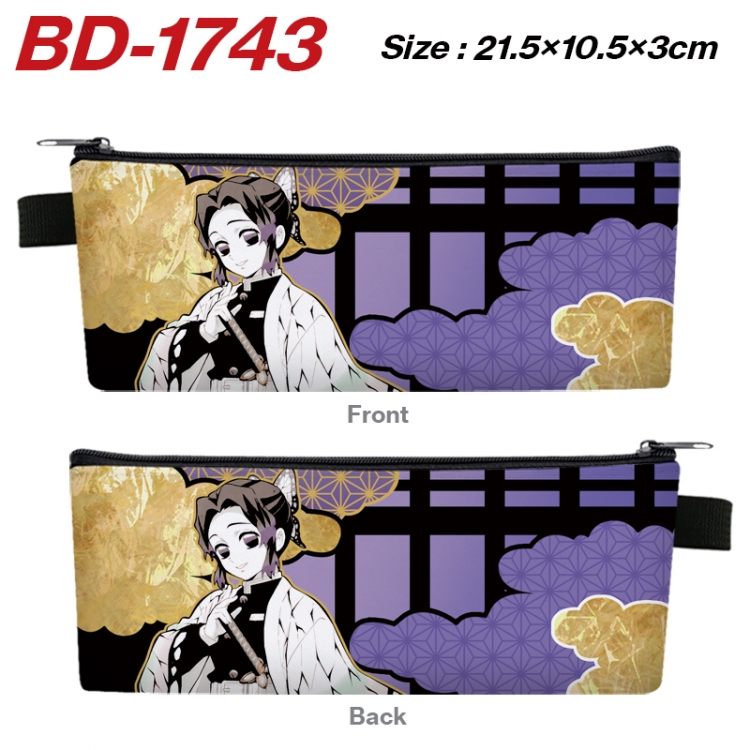  Demon Slayer Kimets Anime PU Leather Zipper Pencil Case Stationery Box 21.5X10.5X3CM 