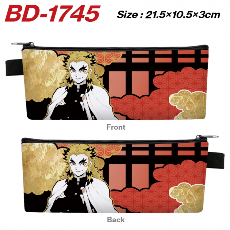  Demon Slayer Kimets Anime PU Leather Zipper Pencil Case Stationery Box 21.5X10.5X3CM 