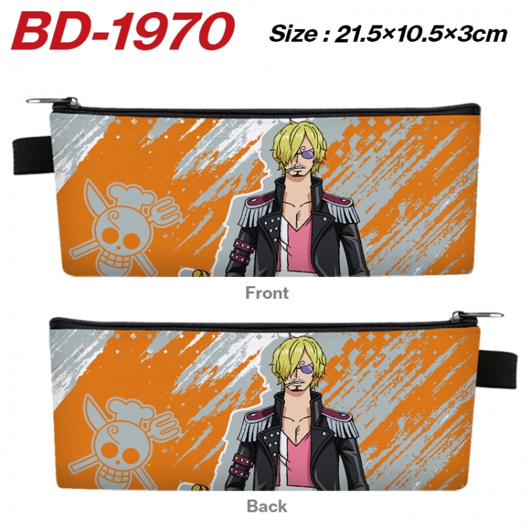 One Piece Anime PU Leather Zipper Pencil Case Stationery Box 21.5X10.5X3CM 