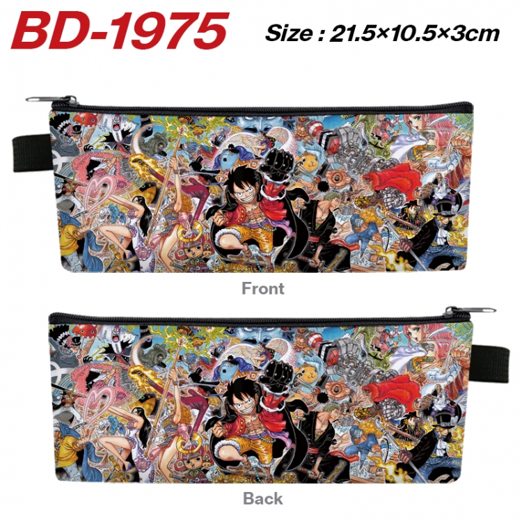 One Piece Anime PU Leather Zipper Pencil Case Stationery Box 21.5X10.5X3CM 
