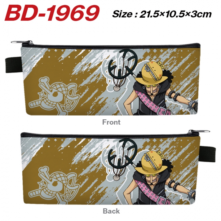 One Piece Anime PU Leather Zipper Pencil Case Stationery Box 21.5X10.5X3CM 