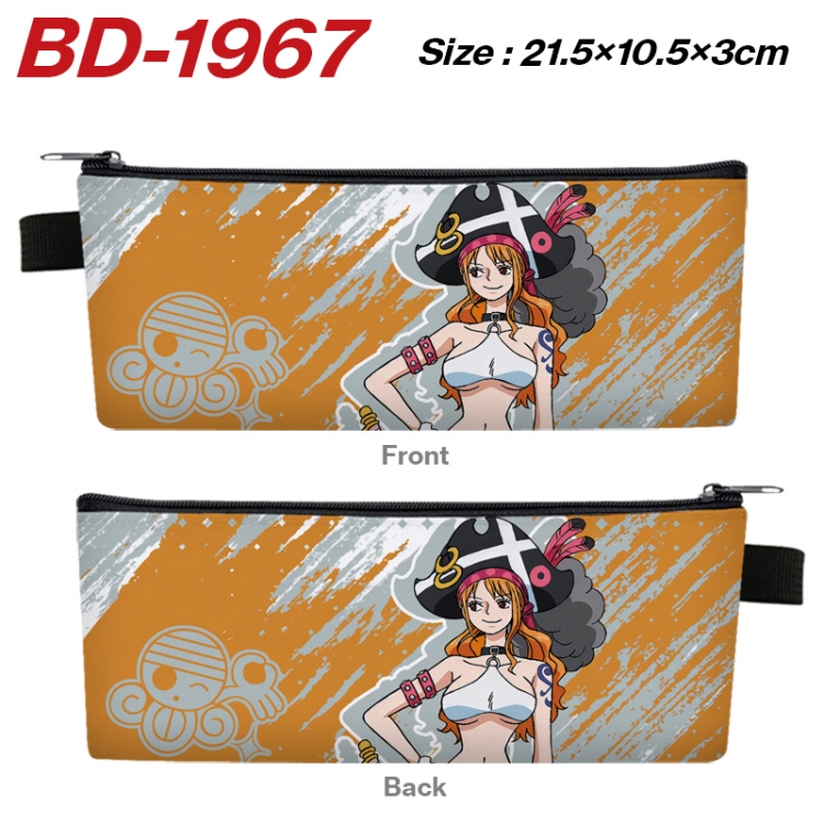 One Piece Anime PU Leather Zipper Pencil Case Stationery Box 21.5X10.5X3CM 