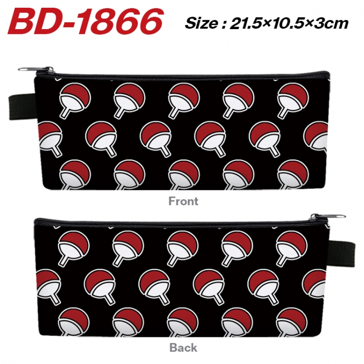  Naruto Anime PU Leather Zipper Pencil Case Stationery Box 21.5X10.5X3CM 