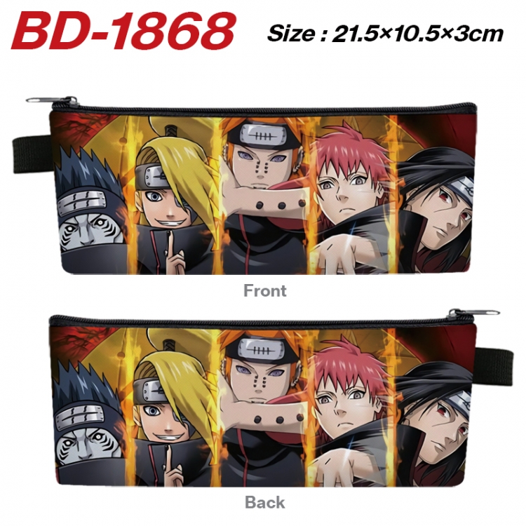  Naruto Anime PU Leather Zipper Pencil Case Stationery Box 21.5X10.5X3CM 