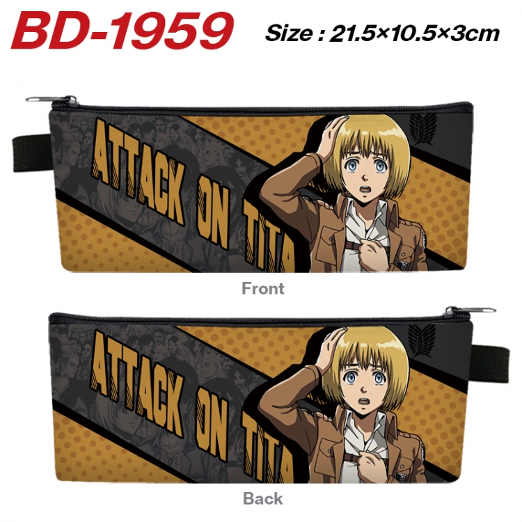 Shingeki no Kyojin Anime PU Leather Zipper Pencil Case Stationery Box 21.5X10.5X3CM 